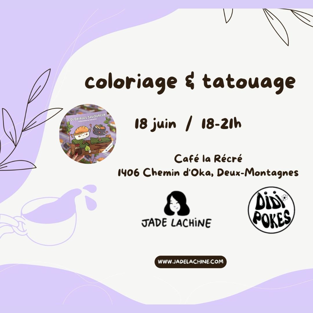 Activité de coloriage – Coloriage & Tatouage – Édition 2 – Deux-Montagnes – 18 Juin