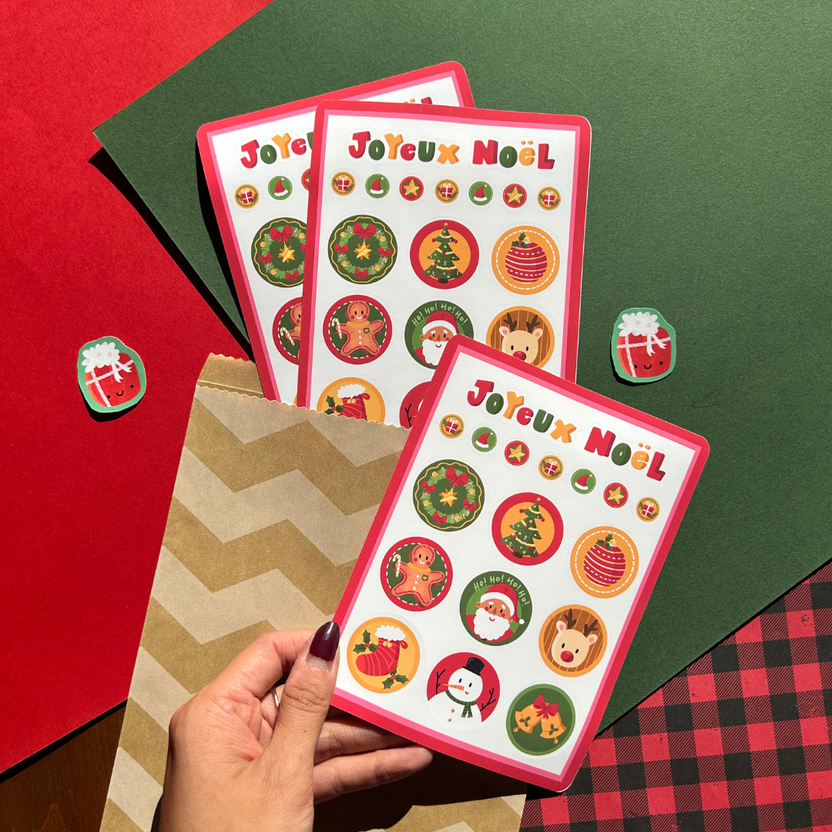 Sticker Noël – Feuille | Collant Illustré par Jade Lachine – Jadelachine
