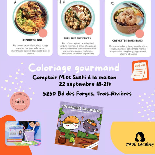 Coloriage gourmand – Miss Sushi Trois-Rivières – 22 septembre