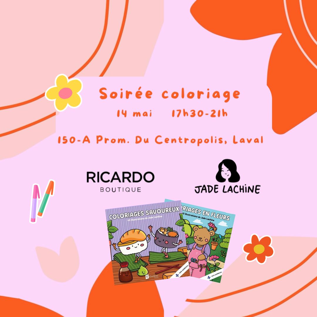 Soirée coloriage – Ricardo Laval avec Jade – 14 mai