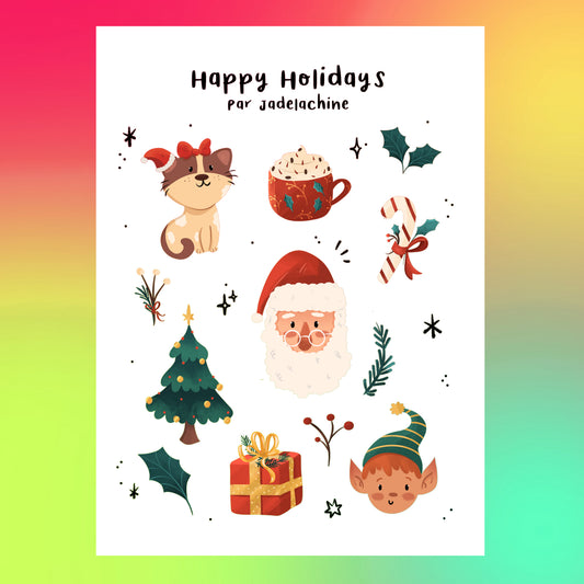 Sticker - feuille HAPPY HOLIDAYS